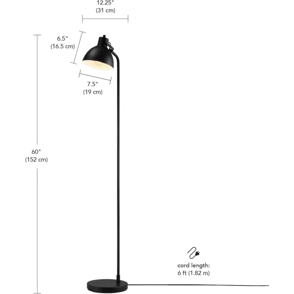 Globe Electric 12916 Lex 60quot Floor Lamp Black Satin Finish Gold AccentsBlack  Fern