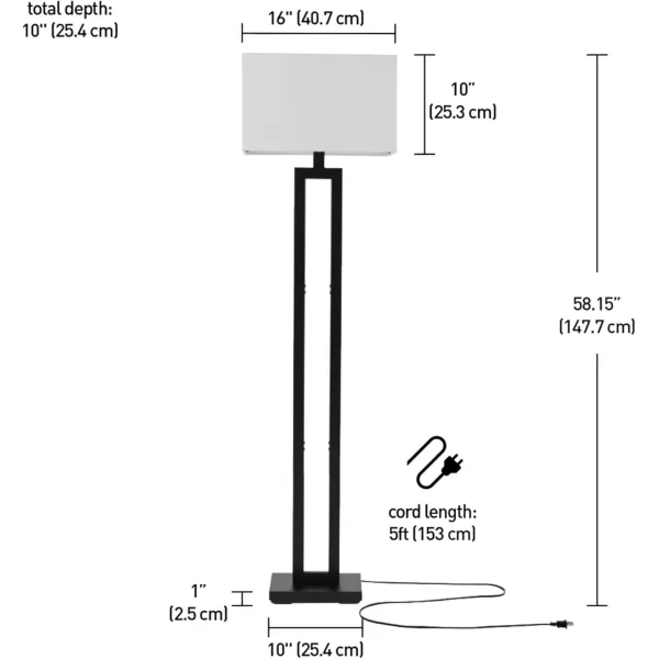 Globe Electric 67046 DAlessio 58quot Floor Lamp Matte Black White Linen Shade OnOff Socket Rotary SwitchMatte Black  DAlessio