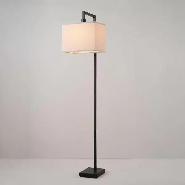 Globe Electric 67046 DAlessio 58quot Floor Lamp Matte Black White Linen Shade OnOff Socket Rotary SwitchMatte Black  Metalic