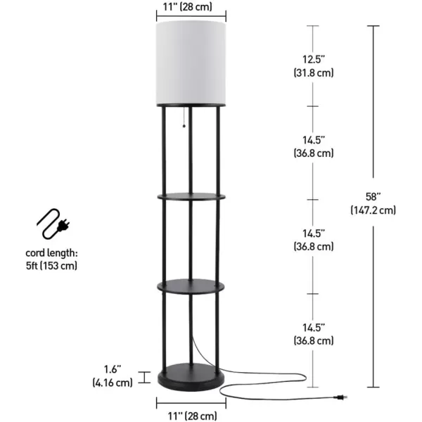 Globe Electric 67046 DAlessio 58quot Floor Lamp Matte Black White Linen Shade OnOff Socket Rotary SwitchMatte Black  Reid