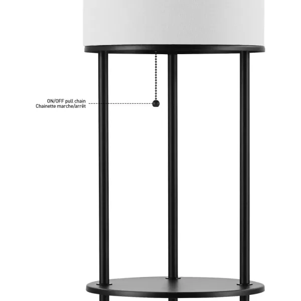 Globe Electric 67046 DAlessio 58quot Floor Lamp Matte Black White Linen Shade OnOff Socket Rotary SwitchMatte Black  Reid