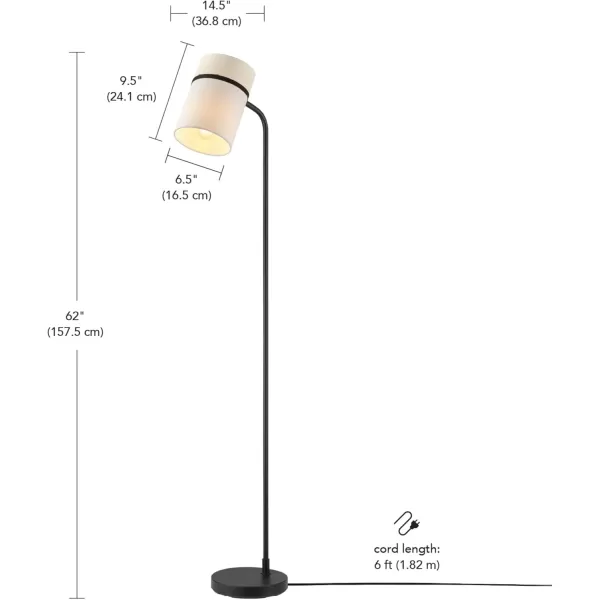 Globe Electric 67046 DAlessio 58quot Floor Lamp Matte Black White Linen Shade OnOff Socket Rotary SwitchMatte Black  White Fabric Shade