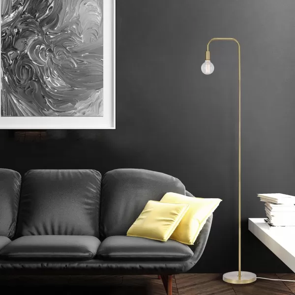 Globe Electric 67069 70quot Matte White Floor Lamp with inLine OnOff Foot Switch for Living Room Bedroom Home Improvement Dcor and Office AccessoriesMatte Brass