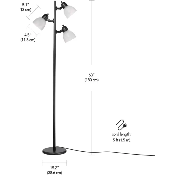 Globe Electric 67150 72quot Floor Lamp Silver White Plastic Shade OnOff Rotary Switch on Shade Floor Lamp for Living Room Floor Lamp for Bedroom Home Improvement Home Office AccessoriesBlack With Frosted Shade