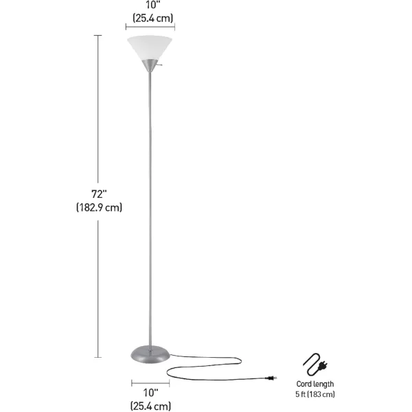 Globe Electric 67150 72quot Floor Lamp Silver White Plastic Shade OnOff Rotary Switch on Shade Floor Lamp for Living Room Floor Lamp for Bedroom Home Improvement Home Office AccessoriesSilver