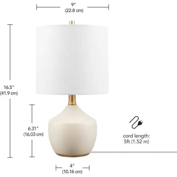 Globe Electric 67155 20quot Fillable Table Lamp Clear Glass and Steel Base White Fabric Shade Reading Light Home Essentials Bedroom Nightstands Room Dcor DormWhite Cream