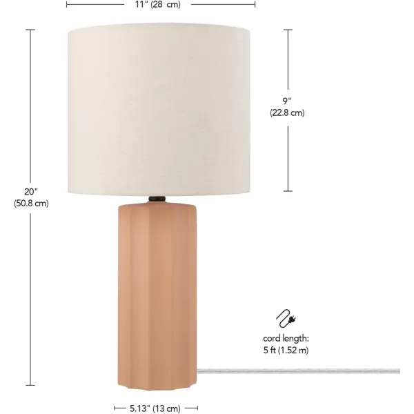 Globe Electric 67155 20quot Fillable Table Lamp Clear Glass and Steel Base White Fabric Shade Reading Light Home Essentials Bedroom Nightstands Room Dcor DormOrange