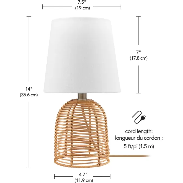 Globe Electric 67155 20quot Fillable Table Lamp Clear Glass and Steel Base White Fabric Shade Reading Light Home Essentials Bedroom Nightstands Room Dcor DormRattan Wood