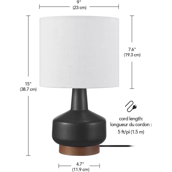 Globe Electric 67155 20quot Fillable Table Lamp Clear Glass and Steel Base White Fabric Shade Reading Light Home Essentials Bedroom Nightstands Room Dcor DormBlack