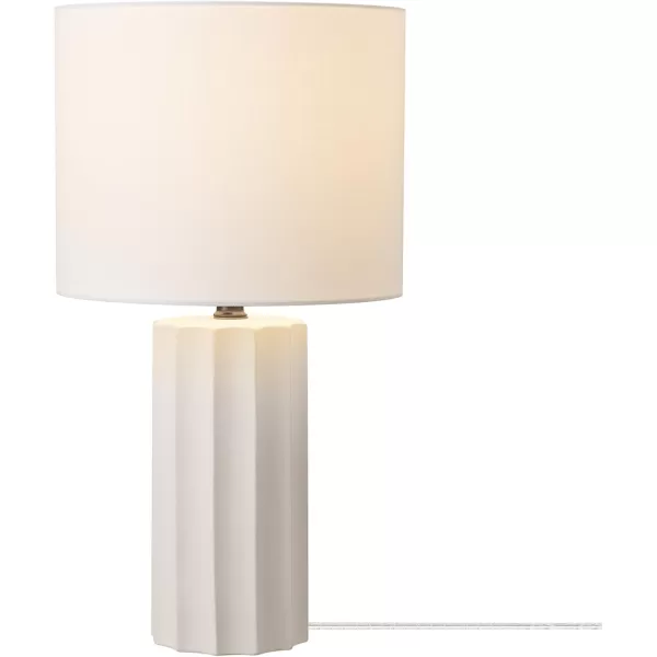 Globe Electric 67155 20quot Fillable Table Lamp Clear Glass and Steel Base White Fabric Shade Reading Light Home Essentials Bedroom Nightstands Room Dcor DormWhite  Doris