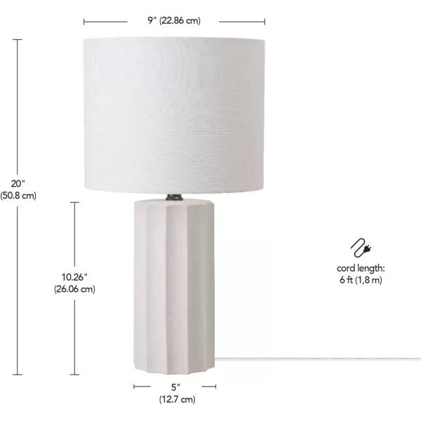 Globe Electric 67155 20quot Fillable Table Lamp Clear Glass and Steel Base White Fabric Shade Reading Light Home Essentials Bedroom Nightstands Room Dcor DormWhite  Doris