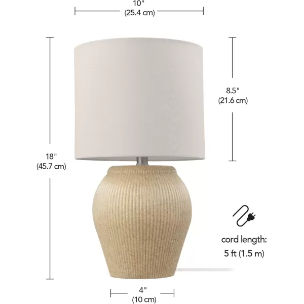 Globe Electric 67155 20quot Fillable Table Lamp Clear Glass and Steel Base White Fabric Shade Reading Light Home Essentials Bedroom Nightstands Room Dcor DormSoft Beige