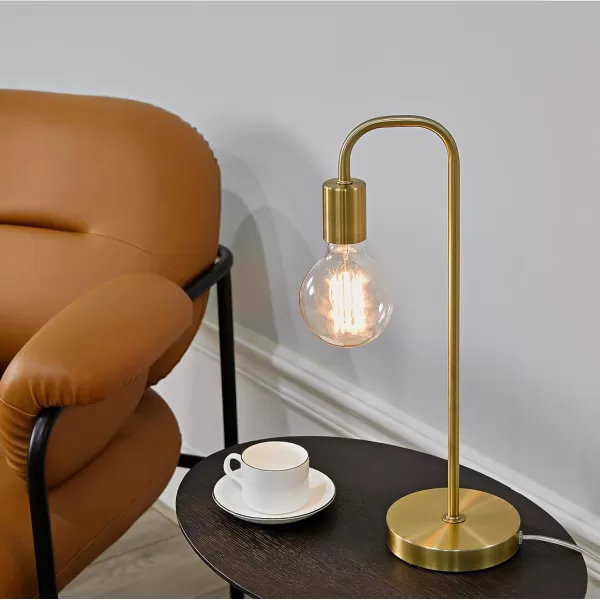 Globe Electric 67433 18quot Table Lamp Matte Brass Table Lamp for Living Room Home Dcor Lamps for Bedrooms Room Dcor Nightstand Home Improvement Reading Lamp E26 Base Socket Home DcorMatte Brass