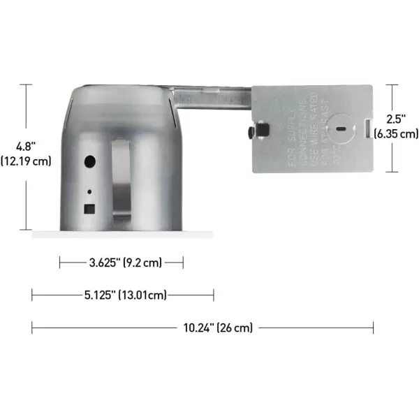 Globe Electric 90663 4quot Flush Round Trim Recessed Lighting Kit Tempered Frosted Glass White 388quot Hole Size Bulb Not IncludedWhite Square