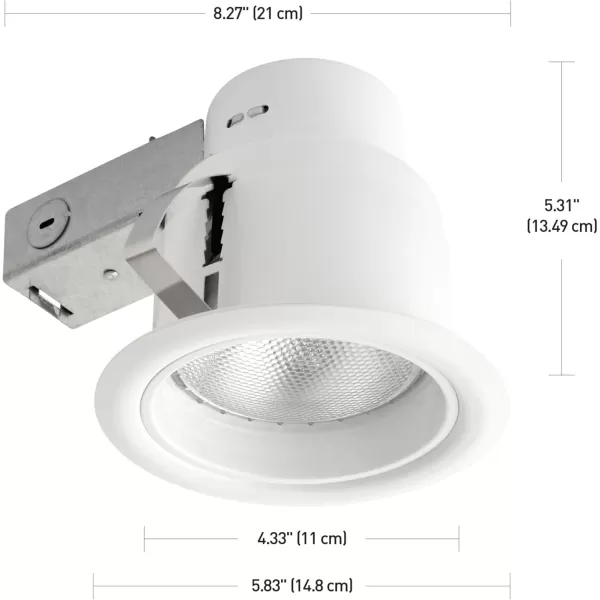 Globe Electric 90671 5quot Rust Proof IndoorOutdoor Ridged Baffle Round Trim Recessed Lighting Kit White Easy Install PushNClick Clips 45quot Hole Size Dimmable Porch Light Bulb Not Included1 Pack