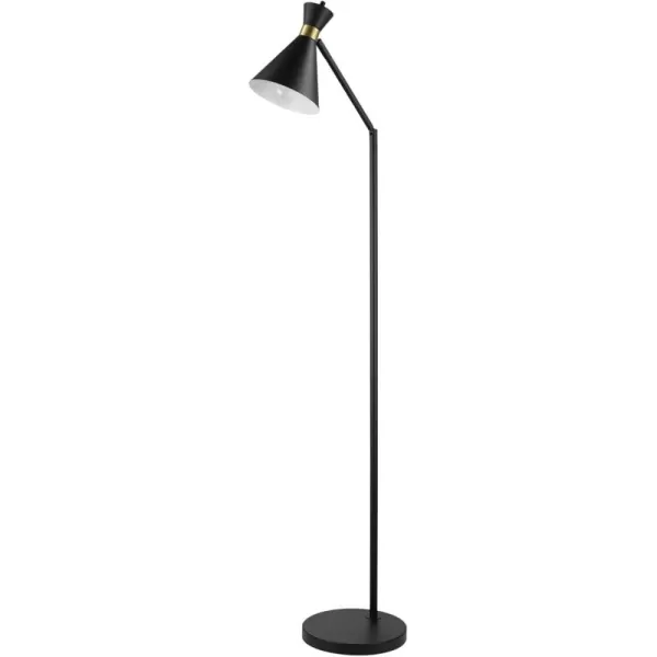 Globe Electric 12916 Lex 60quot Floor Lamp Black Satin Finish Gold AccentsMatte Black