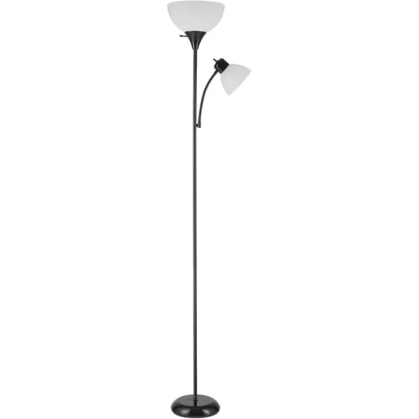 Globe Electric 65913 79quot 3Light Floor Lamp Matte Black White Linen Shade inLine OnOff Foot SwitchBlack