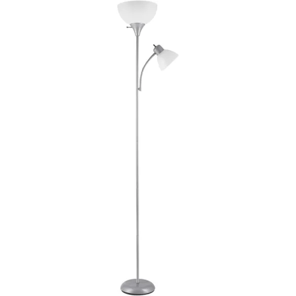 Globe Electric 65913 79quot 3Light Floor Lamp Matte Black White Linen Shade inLine OnOff Foot SwitchSilver