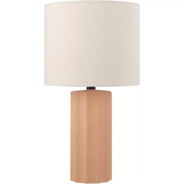 Globe Electric 67155 20quot Fillable Table Lamp Clear Glass and Steel Base White Fabric Shade Reading Light Home Essentials Bedroom Nightstands Room Dcor DormOrange