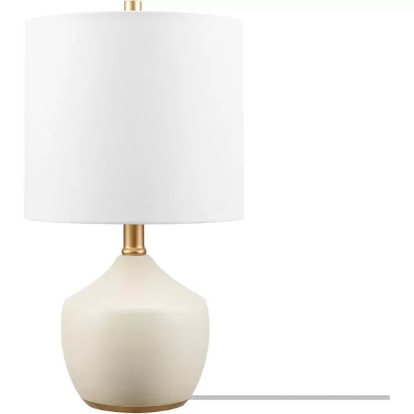 Globe Electric 67155 20quot Fillable Table Lamp Clear Glass and Steel Base White Fabric Shade Reading Light Home Essentials Bedroom Nightstands Room Dcor DormWhite Cream