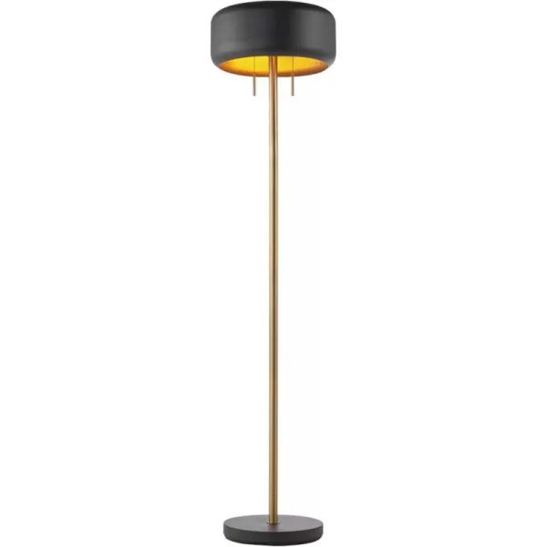 Globe Electric 67506 Powell 63quot Floor Lamp Matte Black Antique Brass Accent Stepless Rotary Dimmer Switch on SocketDark Gray