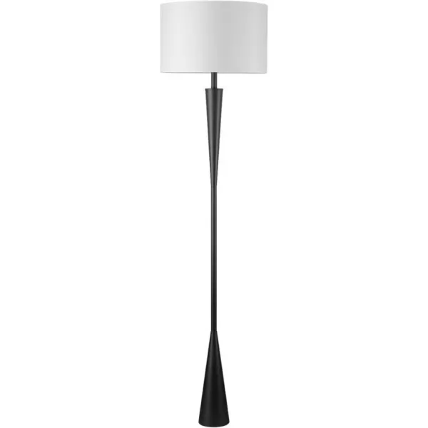 Globe Electric 67506 Powell 63quot Floor Lamp Matte Black Antique Brass Accent Stepless Rotary Dimmer Switch on SocketMatte Black  White Shade