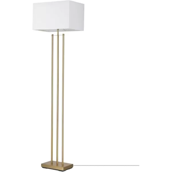 Globe Electric 67775 62quot Floor Lamp Matte Brass White Linen Shade Floor Lamp for Living Room Floor Lamp for Bedroom Home Improvement Reading Lamp Home Office Accessories Home DcorSoHo