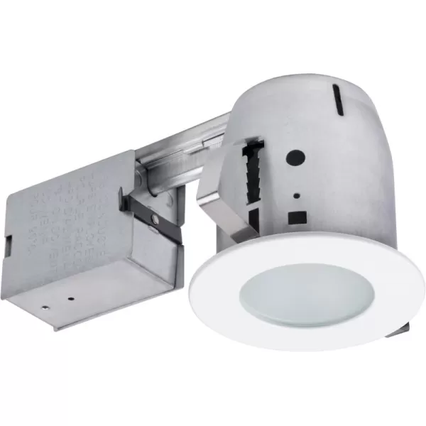 Globe Electric 90663 4quot Flush Round Trim Recessed Lighting Kit Tempered Frosted Glass White 388quot Hole Size Bulb Not IncludedWhite Round 4 Inch