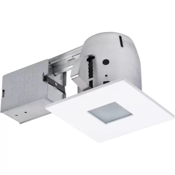 Globe Electric 90663 4quot Flush Round Trim Recessed Lighting Kit Tempered Frosted Glass White 388quot Hole Size Bulb Not IncludedWhite Square