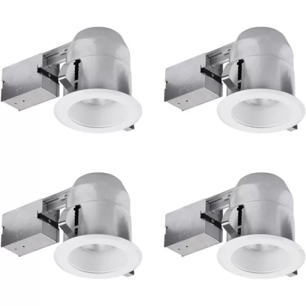 Globe Electric 90671 5quot Rust Proof IndoorOutdoor Ridged Baffle Round Trim Recessed Lighting Kit White Easy Install PushNClick Clips 45quot Hole Size Dimmable Porch Light Bulb Not Included4 Pack