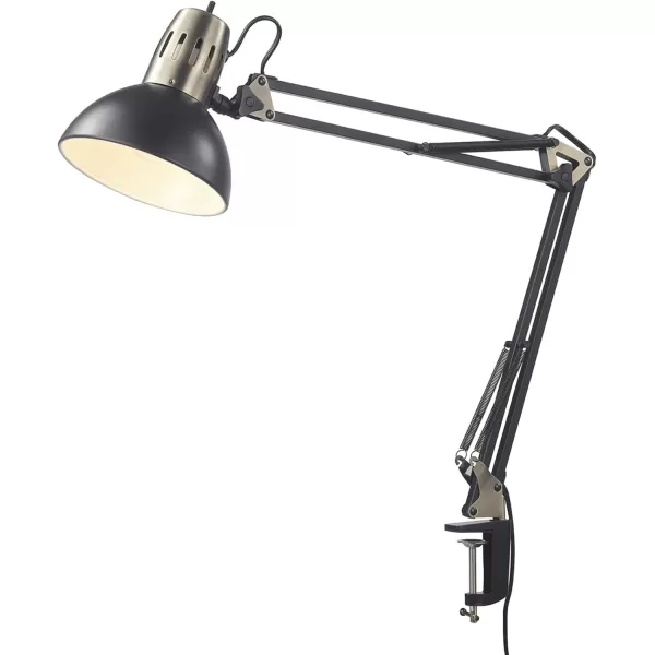 Globe Electric 12641 Architect 32quot SwingArm ClampOn Lamp Black Architect Finish LED Bulb IncludedMatte Black