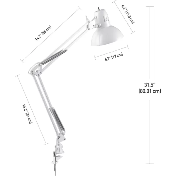 Globe Electric 12641 Architect 32quot SwingArm ClampOn Lamp Black Architect Finish LED Bulb IncludedWhite