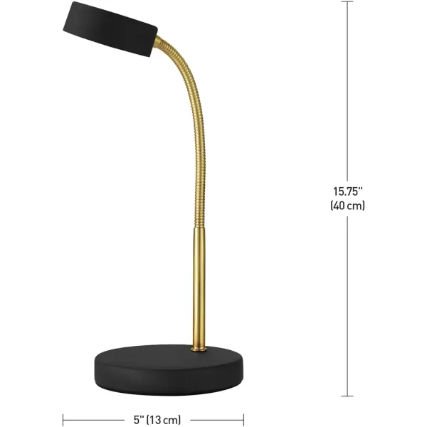 Globe Electric 30061 Desk Lamp Gold Gooseneck Matte Black Finish 5W Energy Star Integrated LED 250 Lumens 30061 1545quot Black ampamp GoldMatte Black  Gooseneck