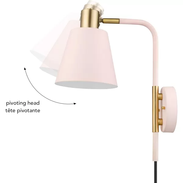 Globe Electric 51489 1Light Plugin or Hardwired Wall Sconce Matte White 6ft Clear Cord Inline OnOff Rocker Switch Bedroom and Livingroom Wall Lights LED Bulb CompatibleCleo