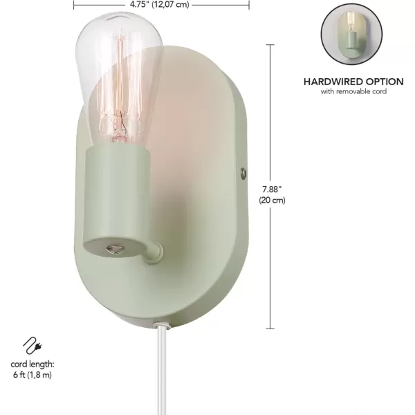 Globe Electric 51489 1Light Plugin or Hardwired Wall Sconce Matte White 6ft Clear Cord Inline OnOff Rocker Switch Bedroom and Livingroom Wall Lights LED Bulb CompatibleKiel Sage Green