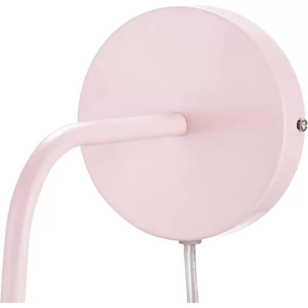 Globe Electric 51489 1Light Plugin or Hardwired Wall Sconce Matte White 6ft Clear Cord Inline OnOff Rocker Switch Bedroom and Livingroom Wall Lights LED Bulb CompatibleWalter Pink