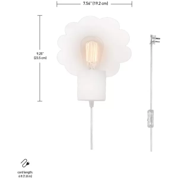 Globe Electric 51492 1Light Floating Cloud Plugin Wall Sconce Matte White 6ft Clear Cord Inline OnOff Rocker Switch Wall Lights for Bedroom Kitchen Sconces Wall Lighting Bulb Not IncludedWhite Daisy