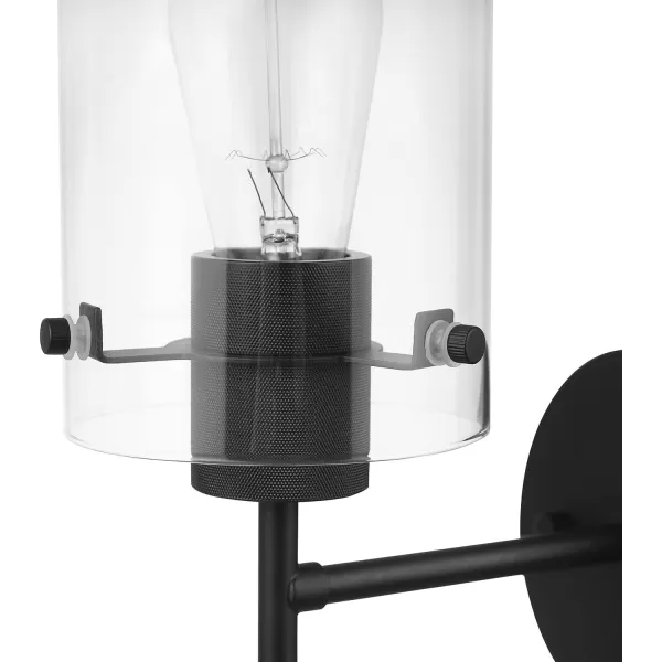 Globe Electric 51860 Pisaq 1Light Wall Sconce Matte Black Clear Glass Shade Bulb Not IncludedBlack