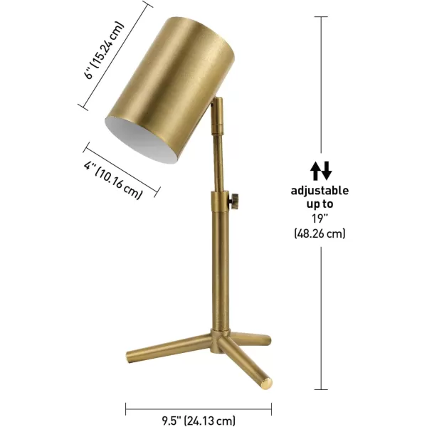 Globe Electric 52097 Pratt 18quot Desk Lamp Matte Brass Finish Adjustable Height inLine Rocker OnOff SwitchMatte Brass 18