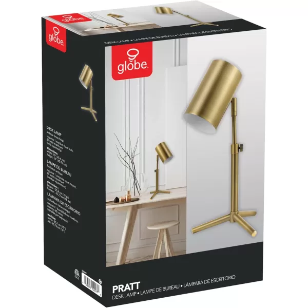 Globe Electric 52097 Pratt 18quot Desk Lamp Matte Brass Finish Adjustable Height inLine Rocker OnOff SwitchMatte Brass 18