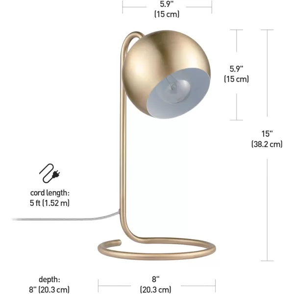 Globe Electric 52097 Pratt 18quot Desk Lamp Matte Brass Finish Adjustable Height inLine Rocker OnOff SwitchMatte Brass  Richmond