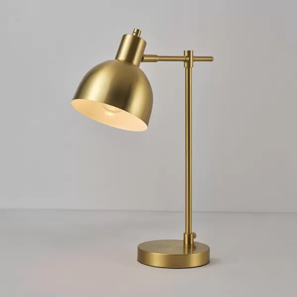 Globe Electric 52097 Pratt 18quot Desk Lamp Matte Brass Finish Adjustable Height inLine Rocker OnOff SwitchShaded Brass  Dimitri