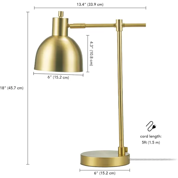 Globe Electric 52097 Pratt 18quot Desk Lamp Matte Brass Finish Adjustable Height inLine Rocker OnOff SwitchShaded Brass  Dimitri