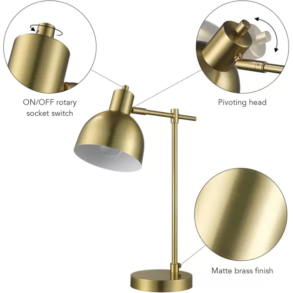 Globe Electric 52097 Pratt 18quot Desk Lamp Matte Brass Finish Adjustable Height inLine Rocker OnOff SwitchShaded Brass  Dimitri