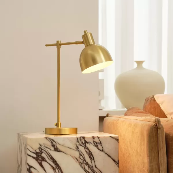 Globe Electric 52097 Pratt 18quot Desk Lamp Matte Brass Finish Adjustable Height inLine Rocker OnOff SwitchShaded Brass  Dimitri