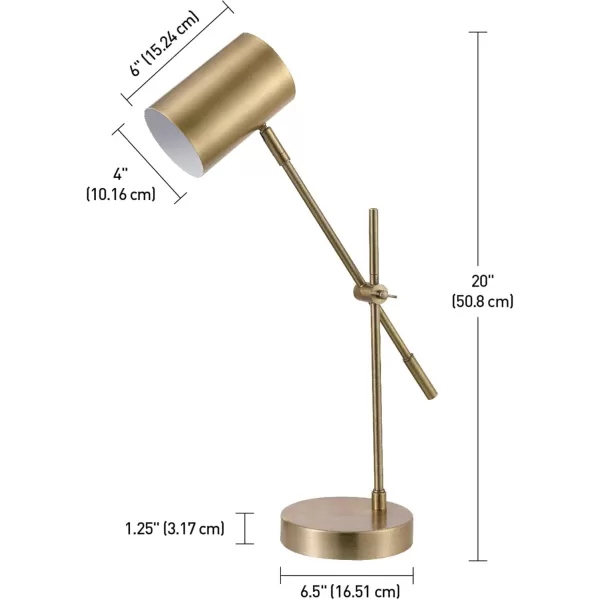 Globe Electric 52098 Pratt 20quot DeskTable Lamp Matte Brass Finish Adjustable Height Balance Arm inLine Rocker OnOff SwitchBrass 20 inch