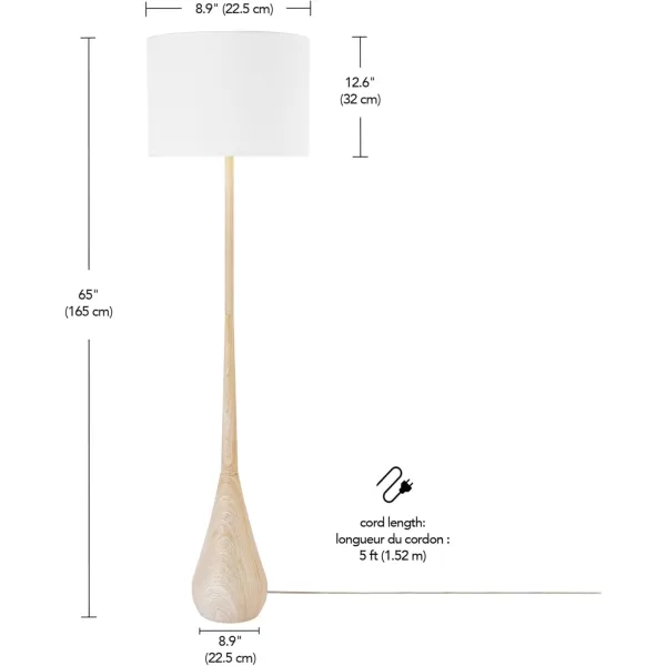 Globe Electric 52112 Kanana 65quot Floor Lamp Faux Wood Cotton Shade