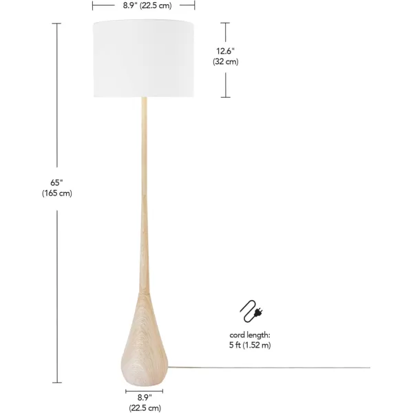 Globe Electric 52112 Kanana 65quot Floor Lamp Faux Wood Cotton Shade