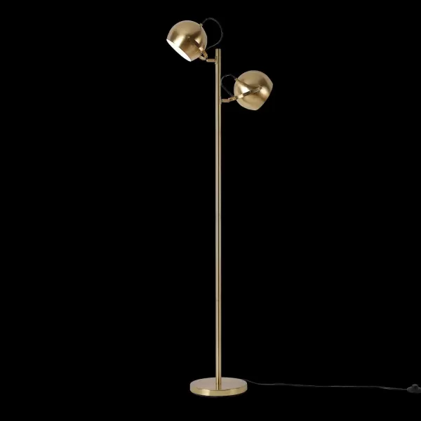 Globe Electric 65911 60quot Floor Lamp Matte Black Brass Pivot Matte Black Shade inLine OnOff Foot SwitchMiles Brass