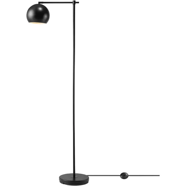 Globe Electric 65911 60quot Floor Lamp Matte Black Brass Pivot Matte Black Shade inLine OnOff Foot SwitchMolly Black